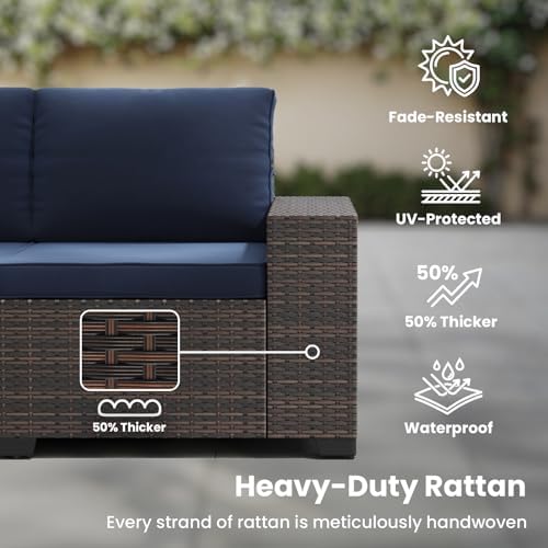 Soohow 6-Piece Patio Furniture Set All-Weather Outdoor Wicker Sectional Conve...