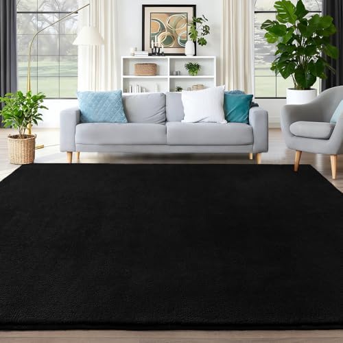 Large Area Rugs for Living Room Bedroom 6x9 Black Rug Ultra Soft