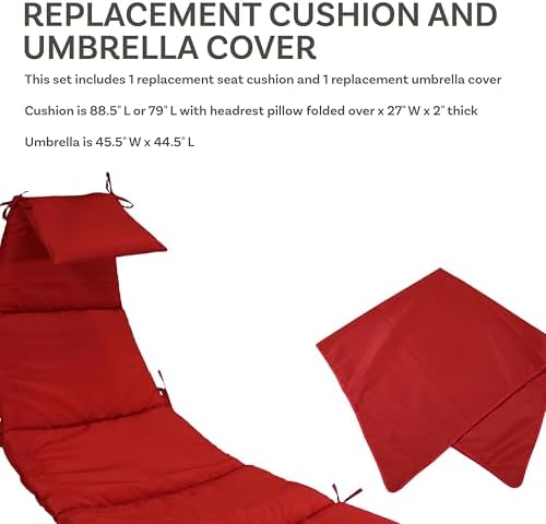 Sunnydaze Outdoor Hanging Lounge Chair Replacement Cushion and Floating Umbre...