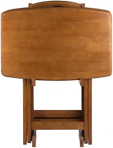 Winsome Dylan Set of 4 Oversized Foldable Snack Tables with Storage Rack
