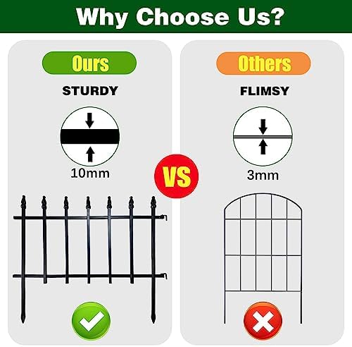 Thealyn 18" H x 22" W Decorative Metal Garden Border Fence, 10 Pane...