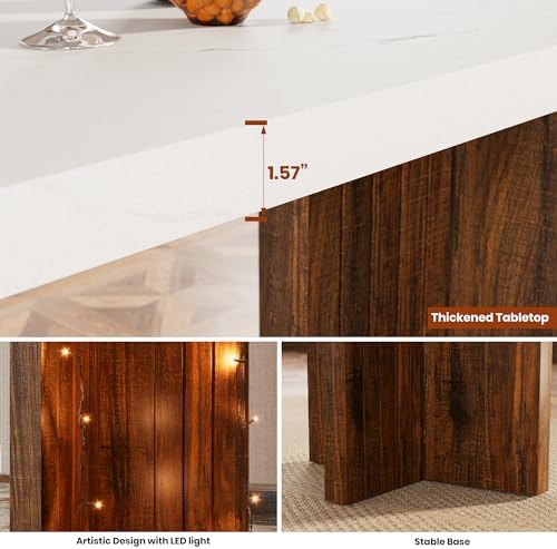 Bar Table for 4-6 People - 55” Long Counter Height Pub with Extra Thickened T...