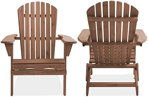 Casafield Folding Adirondack Chair, Cedar Wood Outdoor Fire Pit Lounge Chairs...