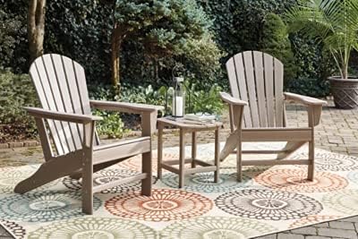 Signature Design by Ashley 1-Piece HDPE Outdoor Adirondack Chair, Driftwood