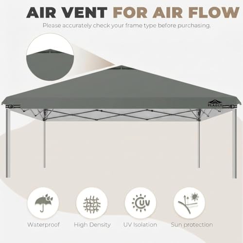 10x10ft Replacement Canopy Top with Air Vent, Waterproof & UV Protection ...