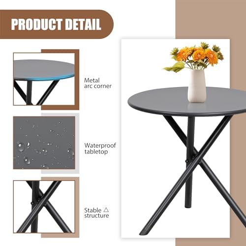 Shintenchi 3 Piece Outdoor Rocking Bistro Set, Textilene Fabric Small Patio F...