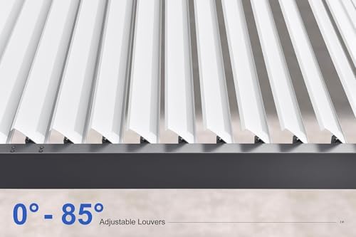 PURPLE LEAF Louvered Pergola 11' x 18' White Roof Aluminum Frame for ...