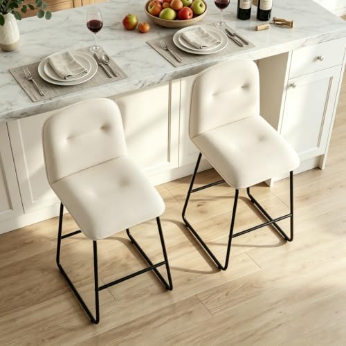 Bar Stools Set of 3, 26" Counter Height Bar Stools with Back, Modern Lin...