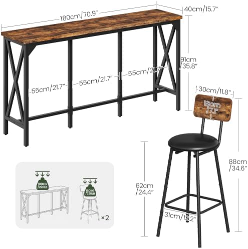 CHOEZON Bar Table and Chairs Set, Counter Height Table and Chairs, with X-Sha...
