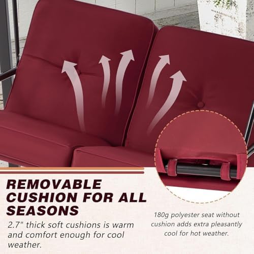 AECOJOY 2-Seat Outdoor Patio Swing Chair with Adjustable Canopy, Porch Swings...