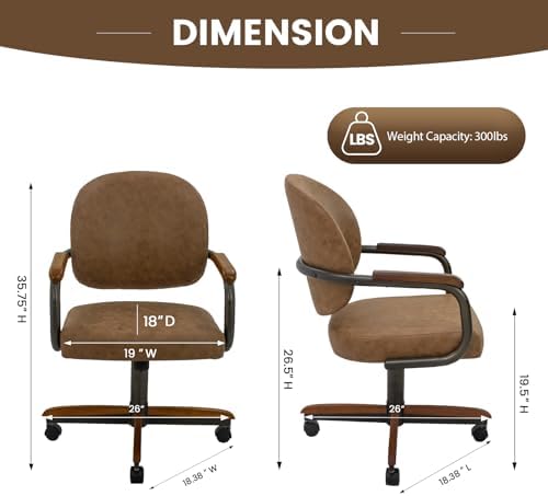 Chromcraft Bailey 2pc Swivel Tilt Kitchen Dining Chair - Camel-Walnut
