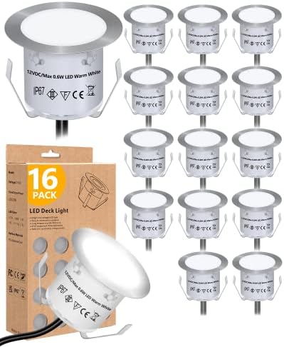 HIBOITEC Recessed LED Deck Light Kits, 12V Low Voltage Landscape Lighting, IP...