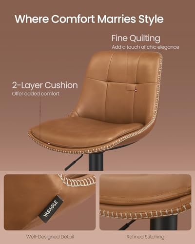 VASAGLE Bar Stools Set of 2, Swivel, Adjustable Height, Quilt
