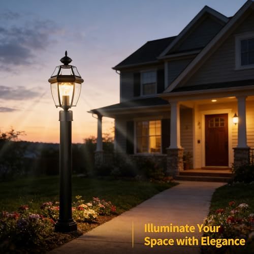 Kalium Outdoor Post Lights, 15" Lamp Post Light Fixture Waterproof Alumi...