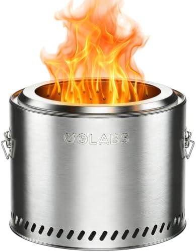 Golabs FP1 Smokeless Portable Fire Pit, 19.5" Stainless Steel Fireplace