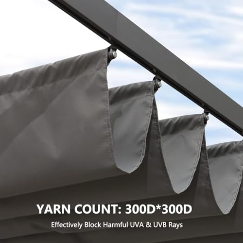 Pergola Shade Cover Replacement Canopy Top Compatible with 10 X 13 ft 6-Bar P...