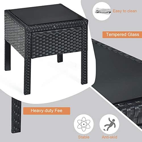 Tangkula 3 Piece Patio Conversation Set, Outdoor Rattan Sofa Set with White S...