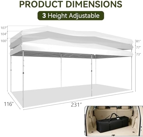 Aoxun 10x20 Pop Up Canopy Tent with 6 Sidewalls, Party Tent, White