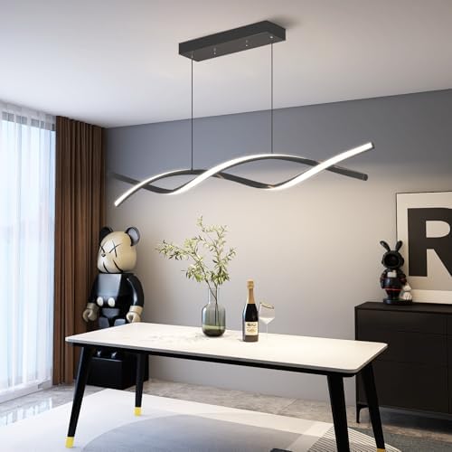 Modern LED Ceiling Pendant Light, 39IN Modern Chandelier with Remote Control ...