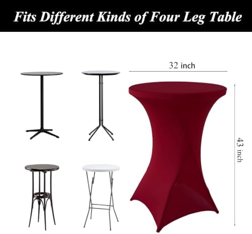 4Pack Burgundy Cocktail Table Covers 32x43Inch Cocktail Table Tablecloths