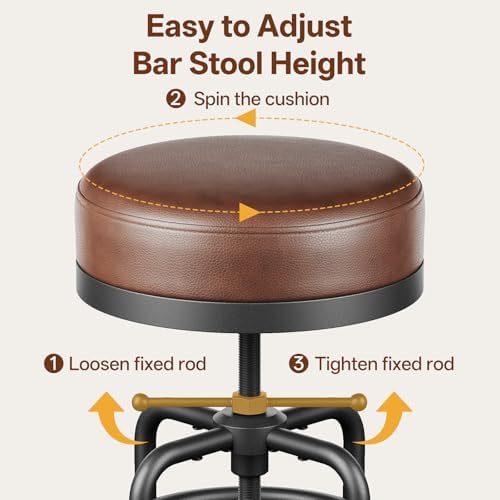Raynesys 22-29 Inch Adjustable Height Industrial Swivel Bar Stools Set of 2