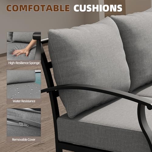 ALAULM 4 Piece Patio Furniture Set,Outdoor Metal Patio Furniture with Coffee ...