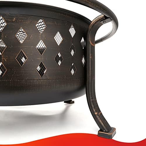 SINGLYFIRE 36 Inch Fire Pits for Outside Large Outdoor Wood Burning Crossweav...
