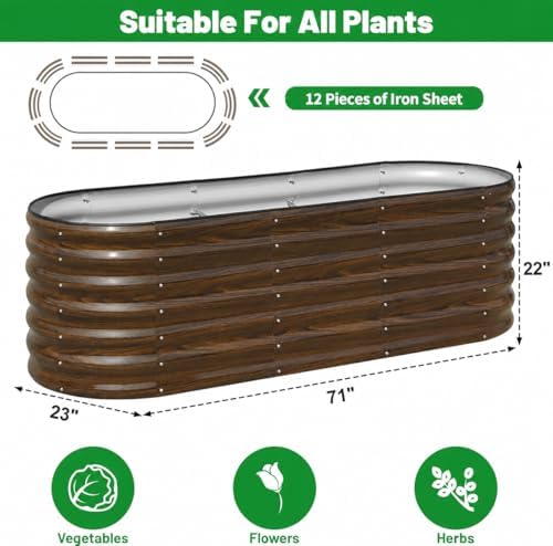 SnugNiture Galvanized Steel Raised Garden Bed Kit - 6x2x2 ft Large Metal Plan...
