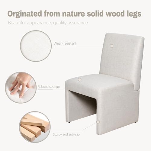 RNKSFX Beige Upholstered Dining Chairs Set of 6, Kitchen & Dining Room Ch...