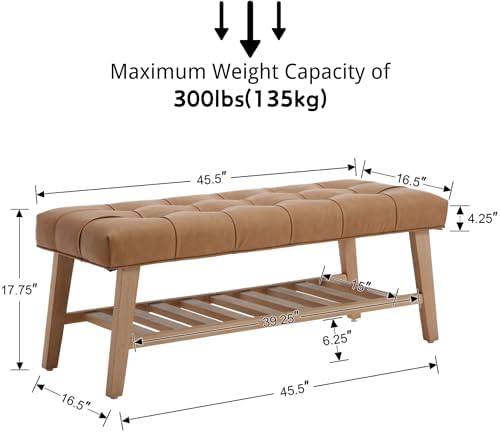 Entryway Shoe Bench Storage Benches with Upholstered Button Tufted Seat and O...