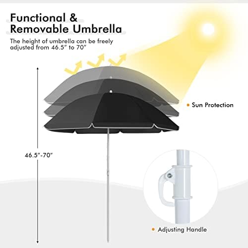 Goplus Double Camping Chairs with Umbrella, Cooler for Beach Patio