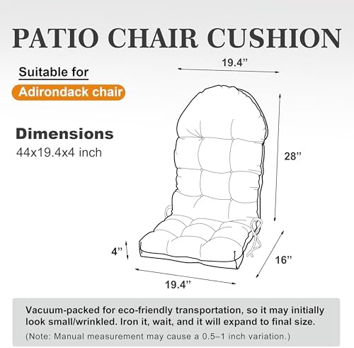 Adirondack Chair Cushion, Rocking Chair Cushion 44x19.4x4 inch, High Back Pat...