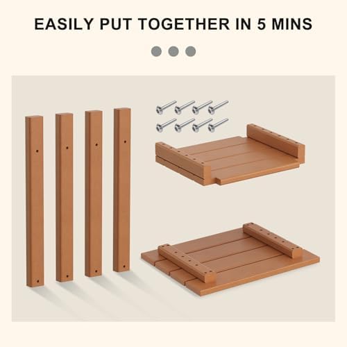 Adirondack Outdoor Side Table, 16.6" Small Patio End Table, 2-Tier HDPE ...