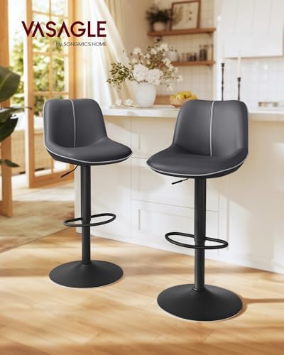 VASAGLE Bar Stools Set of 2, Swivel, Adjustable Height, Spliced Design