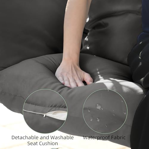 Double Egg Chair with Stand Hammock Swing Chair Foldable Hanging Loveseat, UV...