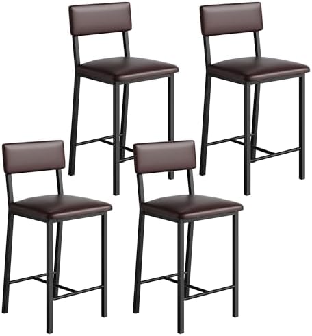 Garvee Bar Stools Set of 4 with Backrest and Footrest, 25 in Counter Height B...