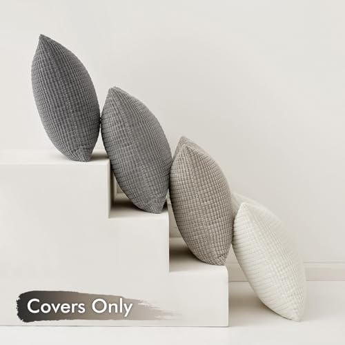 MIULEE Neutral Decorative Pillow Covers 20x20 Inch Set of 4 Modern Grey