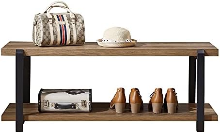 FOLUBAN Entryway Bench, Industrial Shoe Storage Bench for Bedroom Living Room...