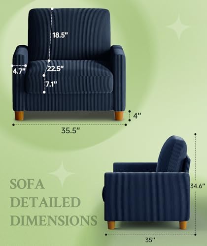 Welzona Corduroy Accent Chair, 35.5” Oversized Chair, Living Room Chairs