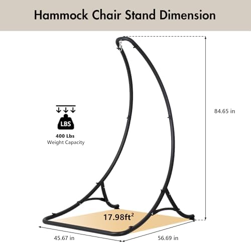ANOW Heavy Duty Steel Hammock Chair Swing Stand Only for Outside, Black
