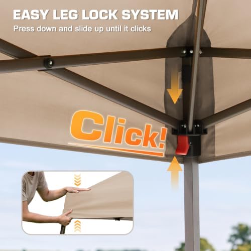 EAGLE PEAK 10x10 Slant Leg Easy Setup Pop Up Canopy Tent with Mosquito Nettin...