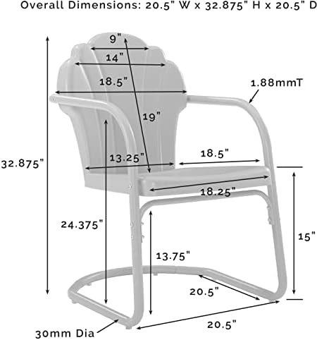 Crosley Furniture Tulip 3-Piece Chair & Side Table Set