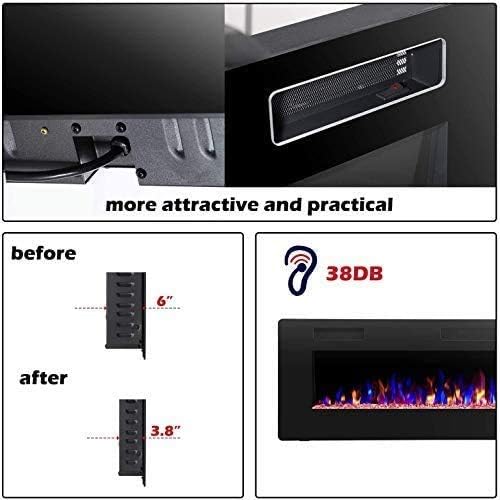 R.W.FLAME 42IN Recessed and Wall Mounted, The Thinnest Fireplace, Low Noise, ...