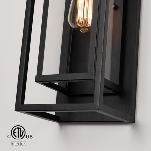 mirrea 18" Modern Outdoor Porch Wall Light, Matte Black, 2 Pack