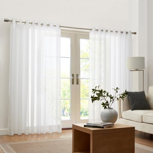Threadmade Carmen Sheer Extra Wide Indoor/Outdoor Sheer Window Curtain, White...