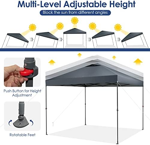 Tangkula 10x10 Ft Pop Up Canopy, Easy Set-up Instant Tent with Center Lock, C...
