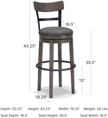 Signature Design by Ashley Caitbrook Swivel 30" Bar Height Bar Stool, Gray