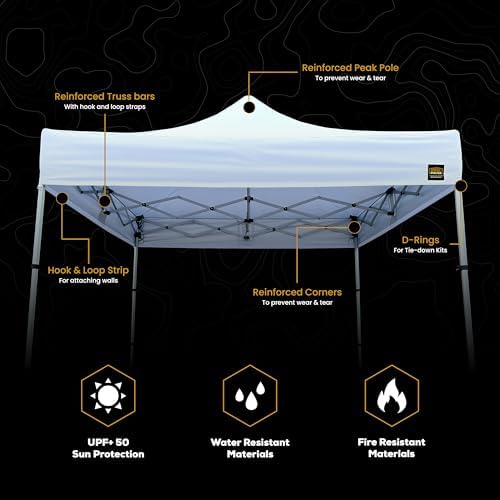10x10 Heavy Duty Pop Up Canopy - Easy Setup, Commercial Grade Aluminum Frame,...