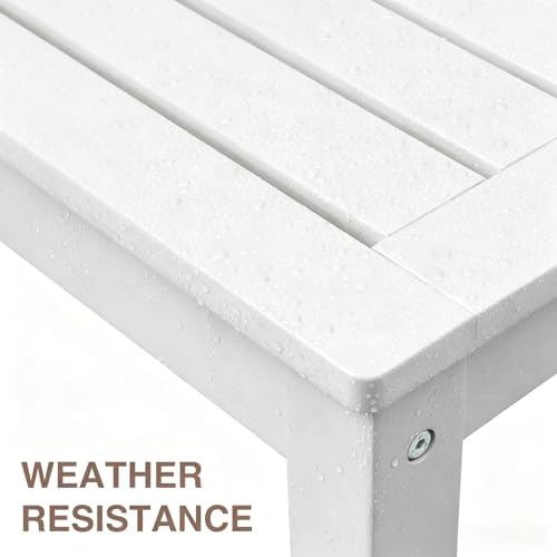 Psilvam 47" Backless Outdoor Bench for 2-Person, 700 LBS Capacity, White