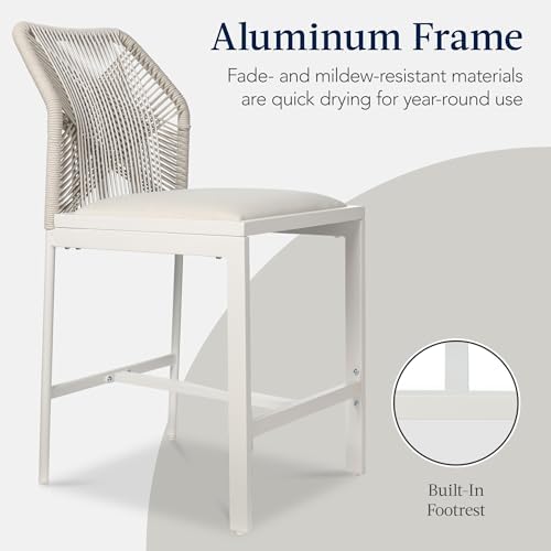 Best Choice Products Indoor Outdoor Counter Height Bar Stools Set of 2, Armle...
